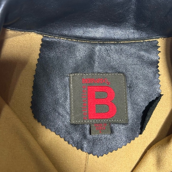 Bernardo Vintage Black Leather Jacket with Gold Accents - Picture 3 of 7